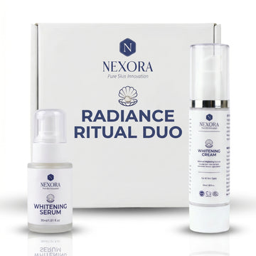 Nexora Radiance Ritual Duo— Whitening Serum aur Cream ka powerful combo. Dark spots, dullness aur uneven tone se chutkara. Fast results.